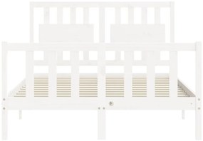 Cama sem colchão 140x190 cm madeira de pinho maciça branco