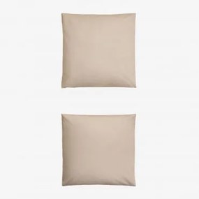 Pack De 2 Fronhas Em Algodão Percal De 180 Fios Lesia Tapioca Bege & 50 X 100 Cm - Sklum