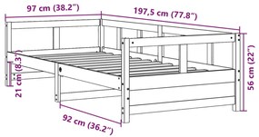 Sofá-cama 90x190 cm madeira de pinho maciça branco