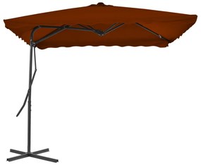 Guarda-sol de jardim c/ poste de aço 250x250x230 cm terracota