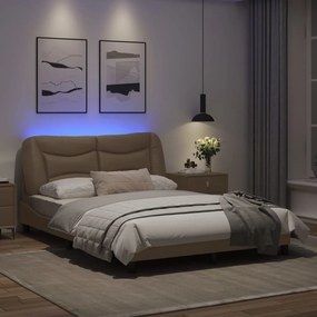 Estrutura cama c/ luzes LED 120x200 couro artificial cappuccino