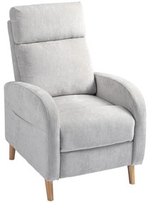 Poltrona Relax Reclinável Manual "Serenity" – 68x90x106 cm – Cinza Cla
