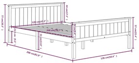 Estrutura de cama 120x200 cm pinho maciço cinzento