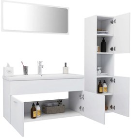 Conjunto de móveis de casa de banho madeira processada branco