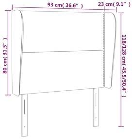 Cabeceira cama c/ abas veludo 93x23x118/128 cm cinzento-escuro