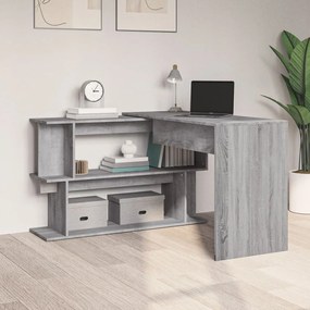 Secretária canto 200x50x76 cm derivados madeira cinzento sonoma