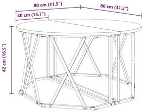 Mesa de Centro em Carvalho Fumado 80x80x42 cm Madeira de Engenharia