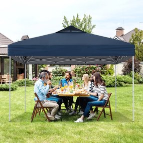 Tenda dobrável 295 x 295 cm para jardim, feiras, eventos com bolsa de transporte teto ventilado Azul Escuro