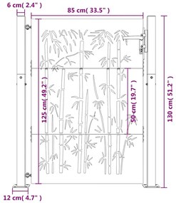 Portão de jardim 105x155 cm aço corten design bambu
