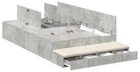 Cama de Armazenamento Cinza Concreto 120x190 cm