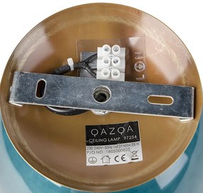 Candeeiro de teto Art Deco em latão com vidro azul oceano - Pallon