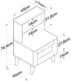 Mesa de Cabeceira "Pax" - Branco - 45x74,4x40cm - Design Clássico