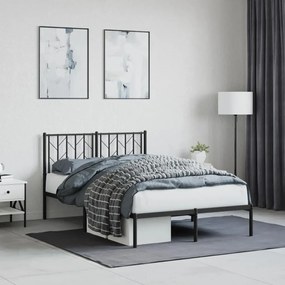 vidaXL Estrutura de cama com cabeceira 120x200 cm metal preto
