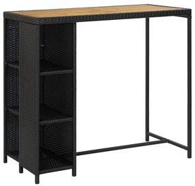 5 pcs conjunto de bar p/ jardim c/ almofadões vime PE preto