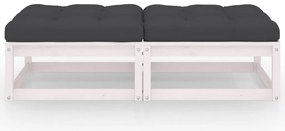 Apoio de pés p/ jardim c/ almofadões 2 pcs pinho maciço