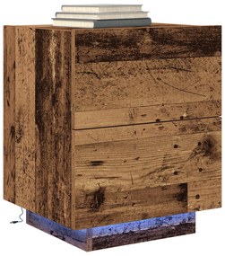 Cabeceira vidaXL com luzes LED Madeira Velha 45x40x55 cm
