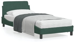 Estrutura de cama c/ cabeceira 90x190 cm veludo verde-escuro