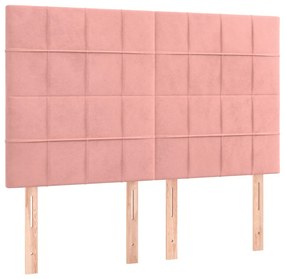 Cama box spring c/ colchão/LED 140x190 cm veludo rosa