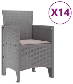 Conjunto de Jantar de Jardim 15 pcs Cinzento-claro Largo