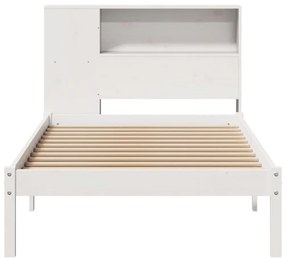 Cama com estante sem colchão 90x200 cm pinho maciço branco