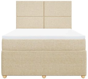 Cama com molas/colchão 140x190 cm tecido cor creme