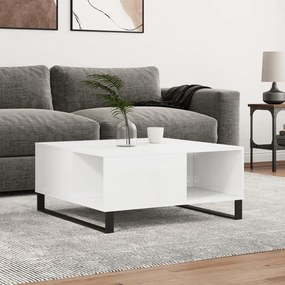 vidaXL Mesa de centro 80x80x36,5 cm derivados madeira branco brilhante