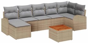 vidaXL Conjunto de Sofá de Jardim 8 pcs Bege, cinza claro Grande