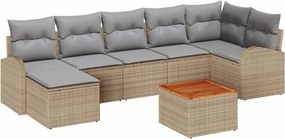 vidaXL Conjunto de Sofá de Jardim 8 pcs Bege e Cinza Claro vime PE