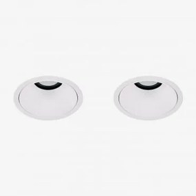 Pack De 2 Downlights Led Embutidos Com Molduras Redondas Ø8 Cm Em Alumínio Luisiana Branco & Branco 3000k & 8 W & 23º - Sklum