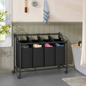 Cesto da roupa suja 105 x 38,5 x 67/81 cm com rodas 4 x 45 L Preto