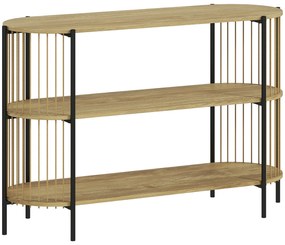 HOMCOM Mesa Consola com Corda de Papel Trançada à Mão Consola de Entrada de 3 Níveis com Estrutura de Aço Estilo Boémio 124x43,5x80 cm Madeira