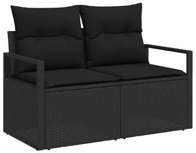 Conjunto de Sofá de Jardim vidaXL de 14 peças com Almofadas Preto Ratt