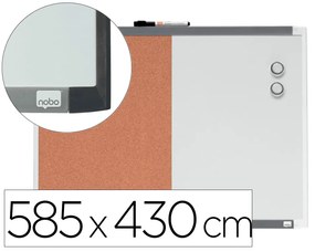 Quadro Branco Nobo Magnético com Tabuleiro de Cortica 585x430 mm