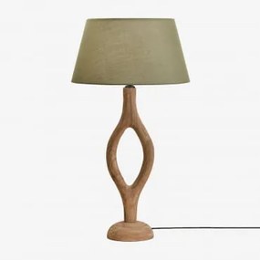 Candeeiro De Mesa Em Madeira De Manga Gracia Madeira De Manga & Sage Green Ø40 Cm Monaco - Sklum