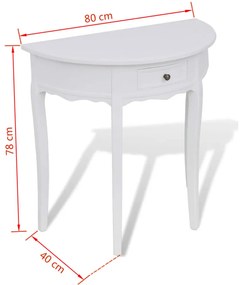 Mesa consola meia-lua com gaveta branco