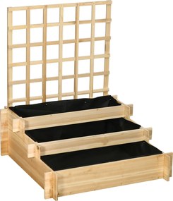 Outsunny Floreira de 3 Níveis com Treliça Móvel Vertical para Cultivo em Pequenos Espaços para Verduras e Ervas 95x95x110 cm Madeira | Aosom Portugal
