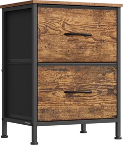 Mesa de cabeçeira com gavetas de tecido 30 x 39,6 x 52,2 cm Castanho vintage-Preto
