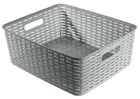 Cesto Multiusos Plástico Rattan 12l 37X30X13.4cm Cinza