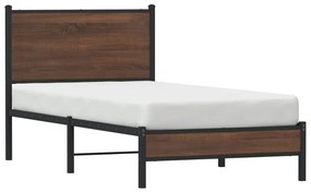 Estrutura cama com cabeceira 90x190 cm metal carvalho castanho