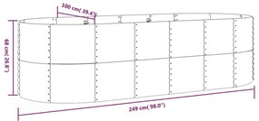 Canteiro elevado jardim 249x100x68 aço revestido a pó castanho