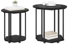 Conjunto de Mesas de Apoio 2 pcs Carvalho Preto em Madeira de Engenhar