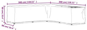 Capas p/ mobília jardim forma de L 2 pcs 20 ilhós 300x300x90 cm