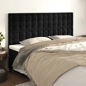 vidaXL Cabeceira de cama 4 pcs veludo 90x5x78/88 cm preto