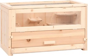 vidaXL Gaiola para hamster 60x30x35 cm madeira de abeto maciça