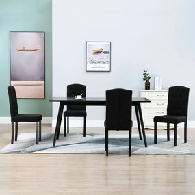 vidaXL Cadeiras de jantar 4 pcs tecido preto