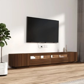 Móvel de TV Giancarlo com Luzes LED de 260cm - Nogueira - Design Moder