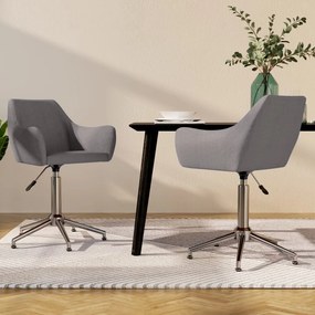 vidaXL Cadeiras de jantar giratórias 2 pcs tecido cinzento-claro