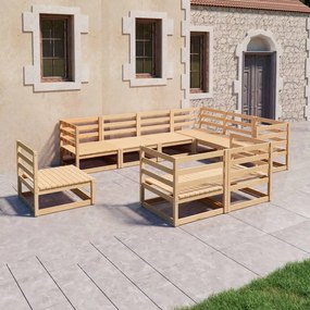 vidaXL 9 pcs conjunto lounge de jardim pinho maciço