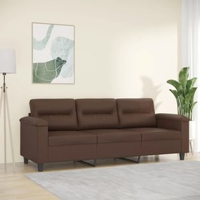 vidaXL Sofá de 3 lugares 180 cm couro artificial castanho