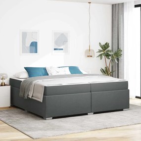 vidaXL Estrutura da Cama com colchão Cinza Escuro 200 x 200 cm tecido